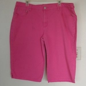 Faded Glory Stretch Bermuda Style Denim Shorts Racy Pink
